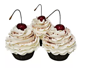 DEZICAKES Fake Cupcakes & Cake Artificial Food Set of 3 Red Velvet Cupcakes - Picture 1 of 1