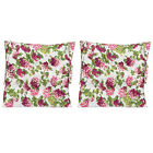 Shabby Chic Pink Hydrangea Floral Chair Cushions in White/Pink/Green, 2 Pack