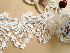4.13" Wide Guipure Cotton Lace Trim for DIY Wedding Lace Sewing Supplies 1 Yard - Picture 1 of 9
