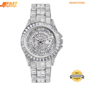 New Mens Ice Out Watch Stainless Steel Custom Iced Simulated Diamond Gold Silver