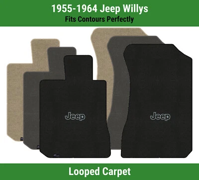 Передние коврики Lloyd Classic Loop для Jeep Willys 55-64 годов выпуска черные на серебристом Jeep - Изображение 1 из 4