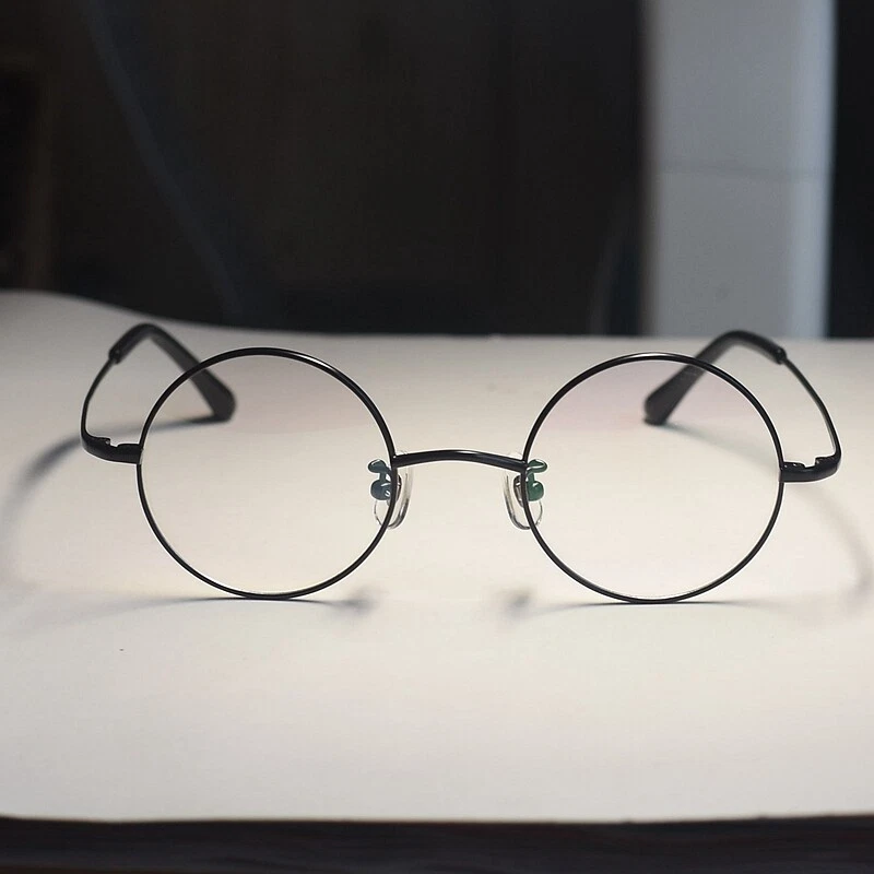 Round pure titanium eyeglasses Steve Jobs glasses men's black eyewear SMALL - Image 1 of 4