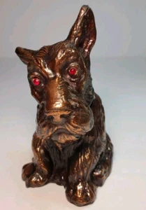 Scottish Terrier Bank Metal Ojos Rojos Perro Scotty Estatuilla Color Bronce 5" - Imagen 1 de 23
