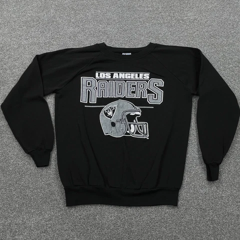 Vintage Oakland Raiders Sweatshirt Boys Medium Black Pullover Sweater 90s Youth Cover