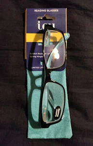 ICU Eyewear Berryessa Black Reading Glasses Readers with Case +1.75 NIP - Picture 1 of 4