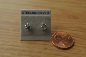0.47ct Color Change Alexandrite Solitaire Earrings ~ Sterling Silver 4x3mm - Picture 1 of 12