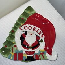 Martha Stewart Collection Christmas Holiday cookie dish Santa Tree Hat design 
