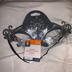 Adult One Size Princess Silver Metal Masquerade Costume Mask Halloween New 