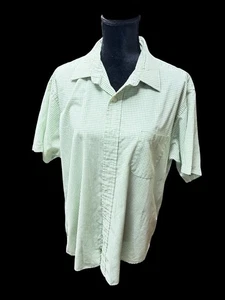 Modern Elements Shirt Mens Large 17 Short Sleeve Button Up Light Check Green - Picture 1 of 7
