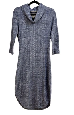 Vestido midi Saturday Sunday azul tejido con cable cuello capucha boho occidental Foto 1 de 4