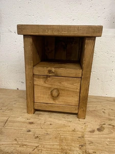 Handmade Solid Wood Bedside Cabinet with Draw - Picture 1 of 3