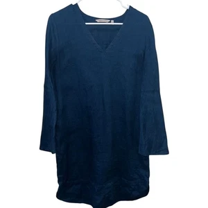 Soft Surroundings Milano 100% Linen Dress Blue Women's Size Medium Beachy - Picture 1 of 9