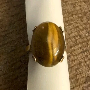 Vintage 10 K Gold Filled Tigers Eye Ring - Picture 1 of 5
