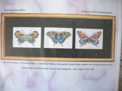 Kit de punto de cruz Cross My Heart BUTTERFLY TRIO #CSBK-248 Sherrie Step-Aweau 8x5" Foto 1 de 4