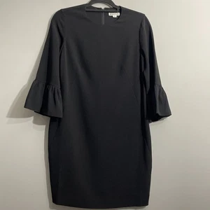 Whistles Black Bell Sleeve Dress Women’s Size 4 – Lined, Minimalist Chic Shift - Picture 1 of 14