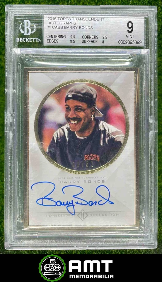 95399 2016 Topps Transcendent Barry Bonds BGS 9 Auto 10 /52 San Francisco Giants - Image 1 of 3