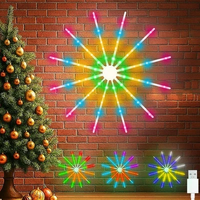 Decoración navideña de pared iluminada con luces navideñas que cambia color RGB Foto 1 de 4