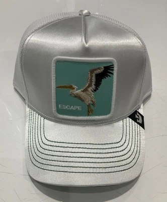 Sombrero de camionero blanco Goorin Bros The Farm Not Into Yoga Escape Pelícano - Nuevo con etiquetas Foto 1 de 4