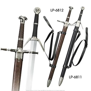 39" Geralt Sword Silver Monster Slayer Medieval Blade Replica with Scabbard - Picture 1 of 10