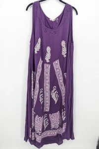 Soft Surroundings Dress Women XL Purple Varanasi Maxi Batik Print Gauzy Oversize - Picture 1 of 10