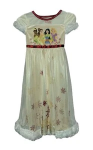 Disney Princess Winter Snowflakes Ivory Satinet and Tulle Christmas Nightgown - Picture 1 of 8