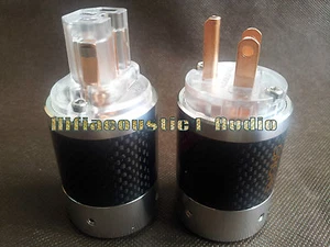 1Set HiFi Pure Copper Carbon Fiber AC Power Plug US Connector IEC Female - Picture 1 of 5