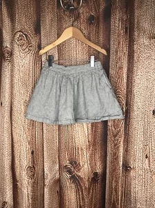 Tea Collection Gray Linen Twirl Skirt with Pockets Girls Size 4 Small Stripes - Picture 1 of 3