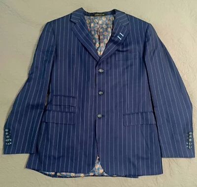 Bonito Blazer ASTOR & BLACK Azul a Rayas, Chaqueta de Traje 42-44 A Medida Para Hombre, LEER Foto 1 de 4