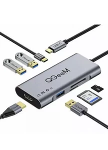 USB C Hub HDMI AdapterQGeeM 7 in 1 Type C Hub to HDMI 4k3 USB 3.0 Ports100W P... - Picture 1 of 6