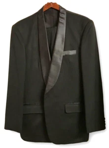 New Boston Custom Tailors, Jet Black Shawl Lapel Tuxedo 42R/36 Pants Never Worn! - Picture 1 of 3