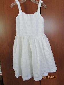 Gymboree White Dress Sun Dress Sleeveless Sz 6  Cotton & Polyester Length 28 in
