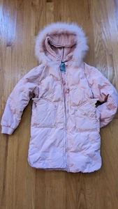 Future Star Girl M 9 10 Pink Embroidery Long Down Coat - Picture 1 of 6