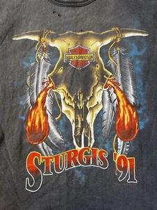 Harley Davidson Sleeveless Shirt Sturgis 1991 Rare M/L - Picture 1 of 9