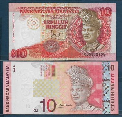 Malaysia 10 Ringgit 2 Pcs Lot, 1989 2004, P 29 46, UNC - Image 1 of 2