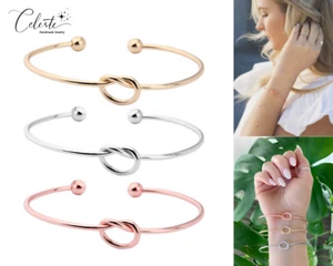 Simple Knot Rose Gold or Silver Plated Metal Bracelet - Imagen 1 de 7