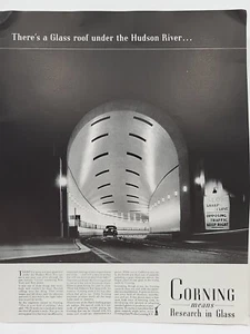 1939 Corning Glass-Works Fortune Magazine Print Advertising Lincoln Tunnel Car - Picture 1 of 3