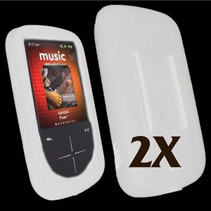 2X White Silicone Skin for SanDisk Sansa Fuze Plus+ Case MP3 Fuse+ Cover Holder - Picture 1 of 2