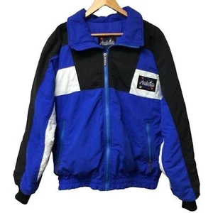 Vintage Slalom Jacket Mens Medium White Goose Down Filled USA Blue Black - Picture 1 of 9