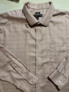 Pronto Uomo Dress Shirt Men’s Size 20 36/37 Tall Pink Check Non-Iron Long Sleeve - Picture 1 of 9