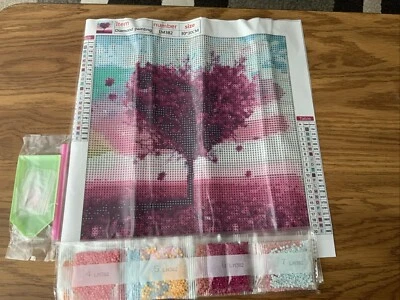 Pintura de arte de diamante redonda completa 12"x12" (30cmx30cm) árbol corazón púrpura #2 de 4 Foto 1 de 2