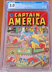 CAPTAIN AMERICA COMICS #28 (Timely: 1943) Schomburg NAZI WWII CGC 3.0 (G/VG) - Picture 1 of 3