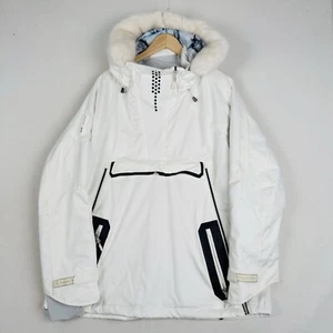 Sweaty Betty Uphill Ski Parka White Faux Fur Ski Jacket Hooded Coat Size XL - Picture 1 of 23