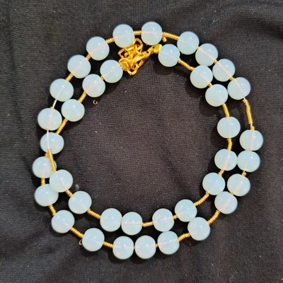 Bianco Opale Liscio Rotondo Collana Perle, 8mm Opale Oro Perle - Immagine 1 di 4