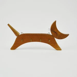 Vintage Teak Schlüsselbrett - Schlüsselboard - Schlüsselleiste - Katze - Haken - Bild 1 von 8