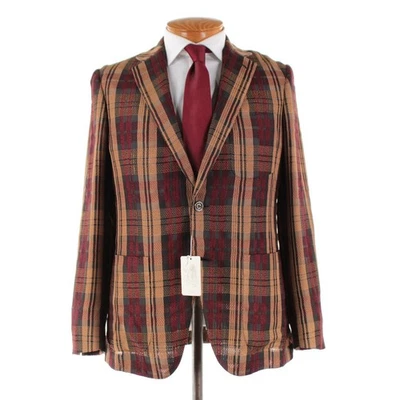 Abrigo deportivo Belvest nuevo con etiquetas mezcla de poliéster talla 50R 40R EE. UU. borgoña/negro/bronceado a cuadros Foto 1 de 4