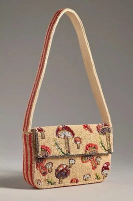 Anthropologie The Fiona Beaded Bag Food & Drink Edition Mushroom - NWT - Image 1 of 4