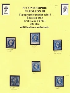 REF A74-001-N°:14 A - OBLITERATIONS AMBULANTS sur différentes nuances - Picture 1 of 1