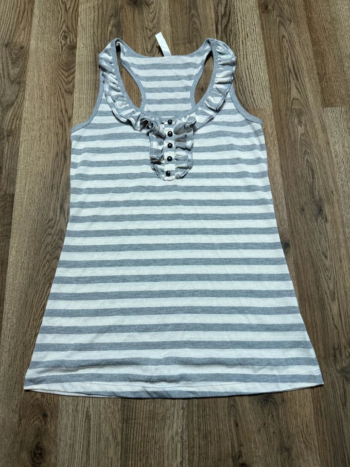 Camiseta sin mangas Xhilaration, para mujer talla mediana, gris blanco, a rayas Foto 1 de 4