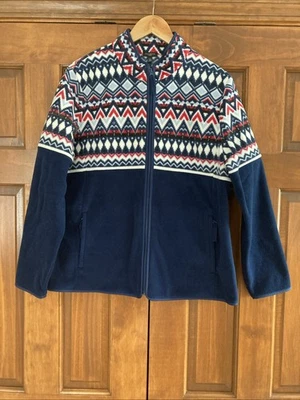 Chaqueta polar Talbots Fair Aisle cremallera completa azul marino para mujer talla XL bolsillos pequeños Foto 1 de 4