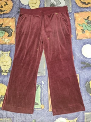 Michael Kors Velvet Sweatpant Burgundy Pull-on Logo Women's XL - Image 1 of 4